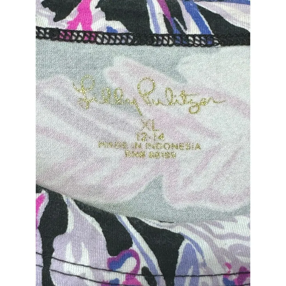 Lilly Pulitzer Girls Size 12-14 Mini Sophie Ruffle Dress Onyx Wild Tropical XL